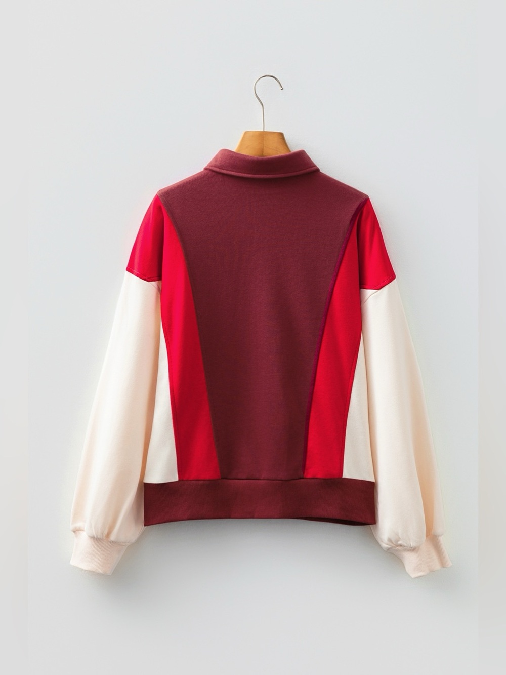 Color-Block Snap-Button Oversized Sweatshirt - Picture 6 of 12